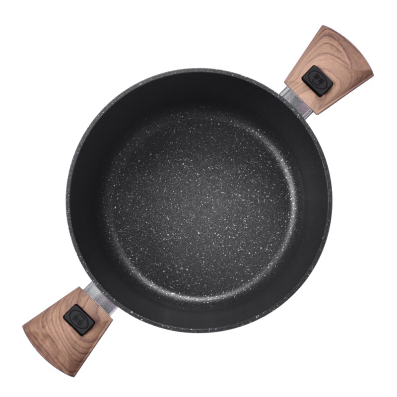 Faitout Royal Swiss 20 Cm / 2 L - Revêtement Marbre Antiadhésif, Compatible Induction Et Four - Poignées Silicone Amovibles - 5
