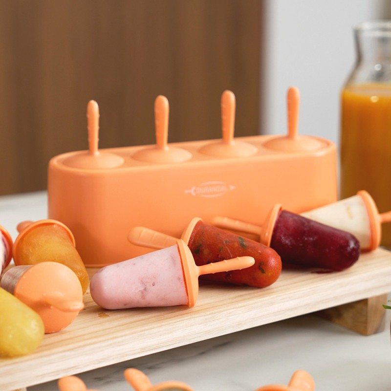 Moule à Glaces Silicone Durandal ICE POP - 4 Bâtonnets, Pour Glaces Et Sorbets Maison, Démoulage Facile