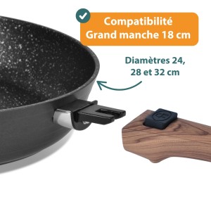 Grand manche à clipser pour poêle et casserole Durandal