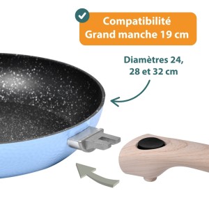 grand manche à clipser sur casserole équilibre