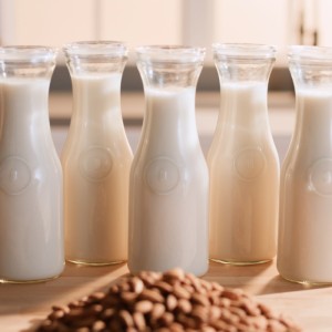 lait d'amande, lait de soja, lait de coco