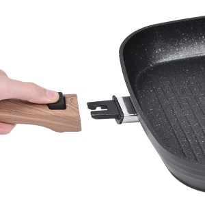 Poêle à griller Légende 28cm avec manche effet bois amovible