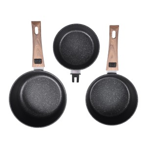 Set 3 casseroles manches effet bois amovibles