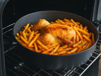 Poulet rôti & frites de patates douces maison à la poêle cocotte INFINITY